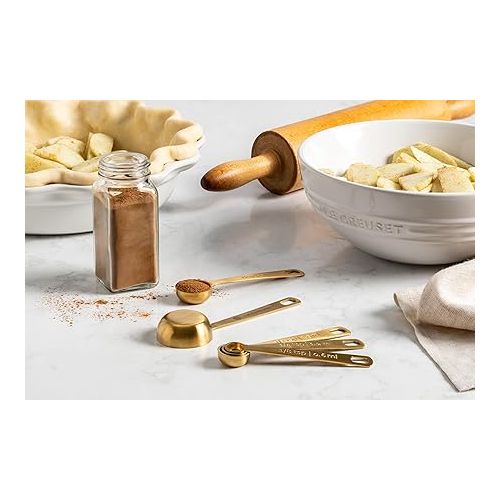 르크루제 Le Creuset Measuring Spoons, Gold, Set of 5 (1/8,1/4,1/2,1Tsp,1Tb)