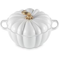 Le Creuset Enameled Cast Iron Figural Pumpkin Cocotte, 4 qt., White w/Copper Knob