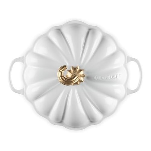 르크루제 Le Creuset Enameled Cast Iron Figural Pumpkin Cocotte, 4 qt., White w/Copper Knob