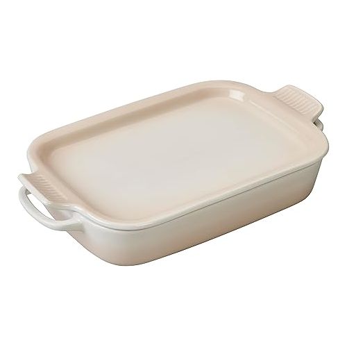 르크루제 Le Creuset Stoneware Rectangular Dish with Platter Lid, 14 3/4