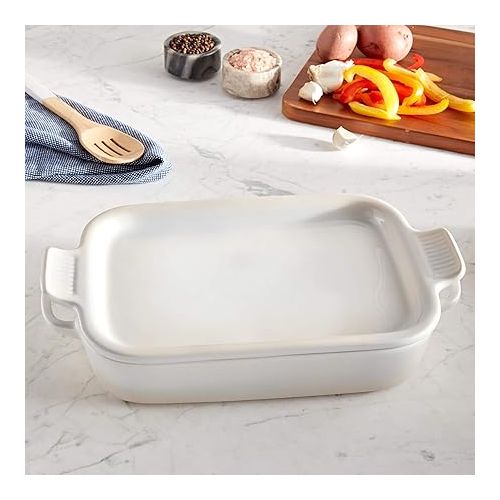 르크루제 Le Creuset Stoneware Rectangular Dish with Platter Lid, 14 3/4