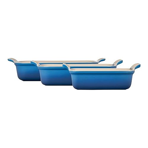 르크루제 Le Creuset Stoneware Heritage Set 3 Rectangular Dishes, Marseille