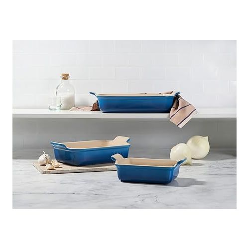 르크루제 Le Creuset Stoneware Heritage Set 3 Rectangular Dishes, Marseille