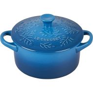 Le Creuset Olive Branch Collection Stoneware Mini Round Cocotte, 24 oz., Marseille with Embossed Lid