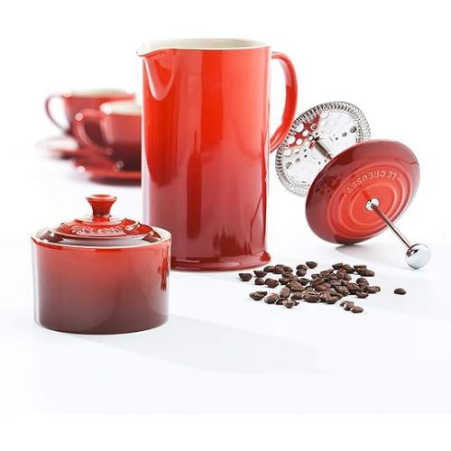 르크루제 Le Creuset Stoneware Cafetiere with Metal Press, 750 ml - Cerise