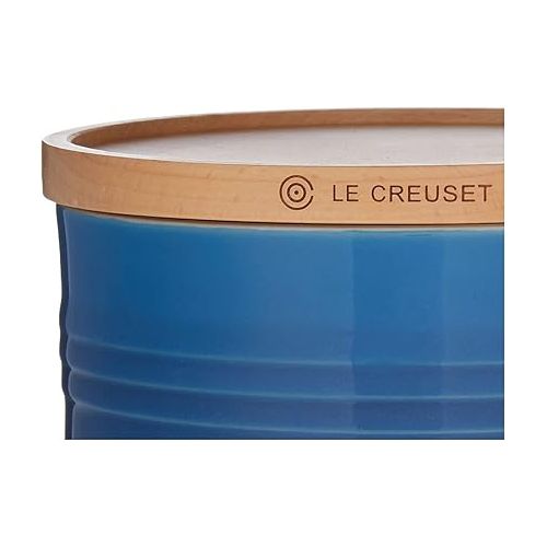 르크루제 Le Creuset Stoneware Canister with Wood Lid, 23 oz. (5.5