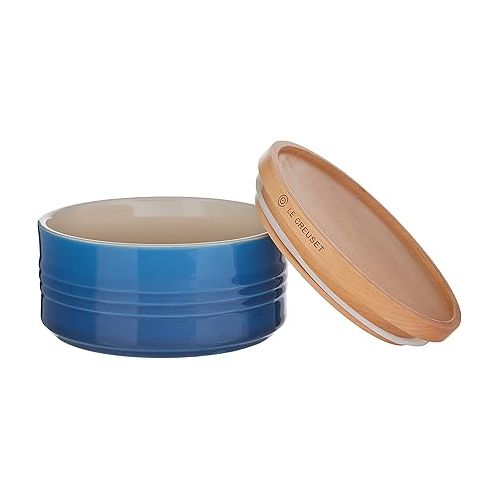 르크루제 Le Creuset Stoneware Canister with Wood Lid, 23 oz. (5.5