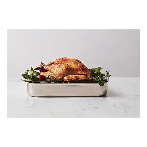 르크루제 Le Creuset Stainless Steel Roasting Pan with Nonstick Rack, 16.25