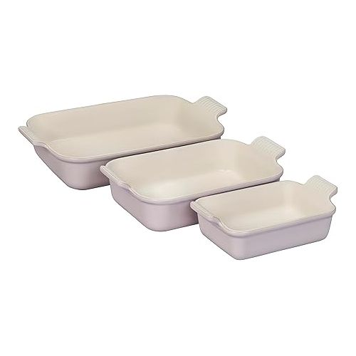 르크루제 Le Creuset Stoneware Heritage Set 3 Rectangular Dishes, Shallot, 1.1 qt., 2.5 qt. & 4 qt.