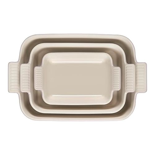 르크루제 Le Creuset Stoneware Heritage Set 3 Rectangular Dishes, Shallot, 1.1 qt., 2.5 qt. & 4 qt.