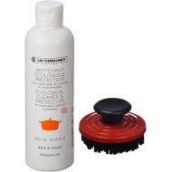 Le Creuset Cerise Cherry Nylon Grill Pan and Skillet Cleaning Brush with 8.5 Ounce Enameled Cast Iron Cleaner
