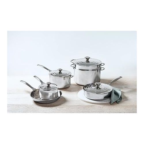 르크루제 Le Creuset Tri-Ply Stainless Steel 10 pc. Cookware Set