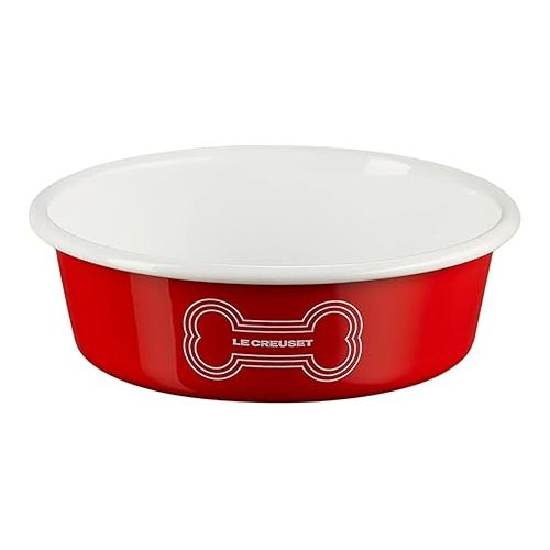 르크루제 Le Creuset Enamel on Steel Medium Dog Bowl, 4 Cups, Red