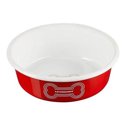 르크루제 Le Creuset Enamel on Steel Medium Dog Bowl, 4 Cups, Red