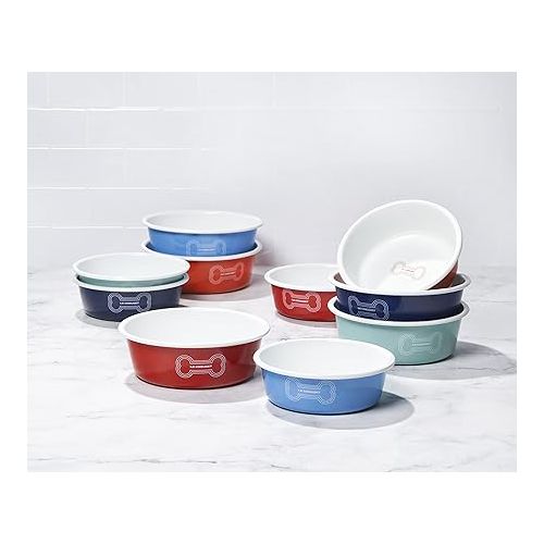 르크루제 Le Creuset Enamel on Steel Medium Dog Bowl, 4 Cups, Red