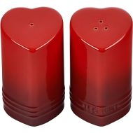 Le Creuset Stoneware Heart Shaped Salt & Pepper Shakers, 4 oz. Each, Cerise