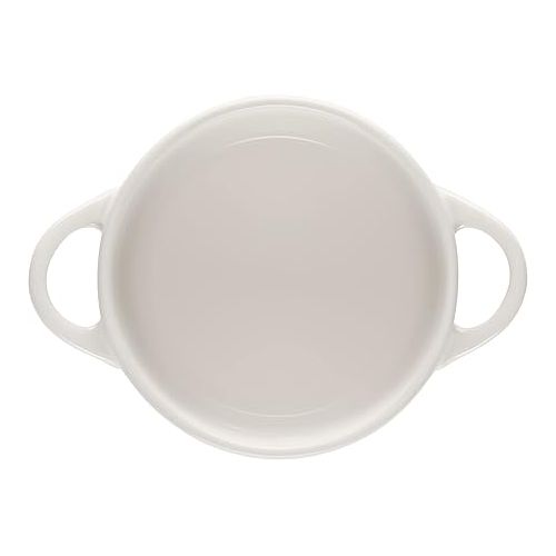 르크루제 Le Creuset Stoneware Mini Round Cocotte with Flower Lid, 8oz., White