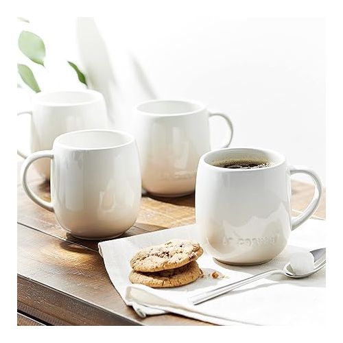 르크루제 Le Creuset Stoneware Set of 4 Heritage Mugs, 13 oz. each, Meringue