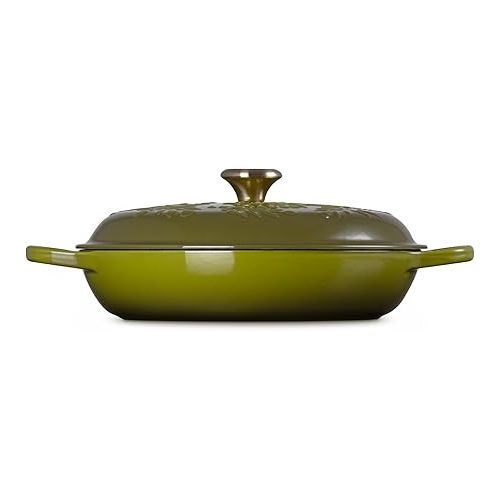 르크루제 Le Creuset Olive Branch Collection Cast Iron Signature Round Braiser, 3.5 Qt., Olive