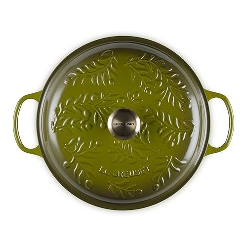 르크루제 Le Creuset Olive Branch Collection Cast Iron Signature Round Braiser, 3.5 Qt., Olive