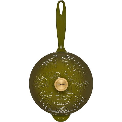 르크루제 Le Creuset Olive Branch Collection Cast Iron Traditional Round Saucier, 2.25 Qt., Olive