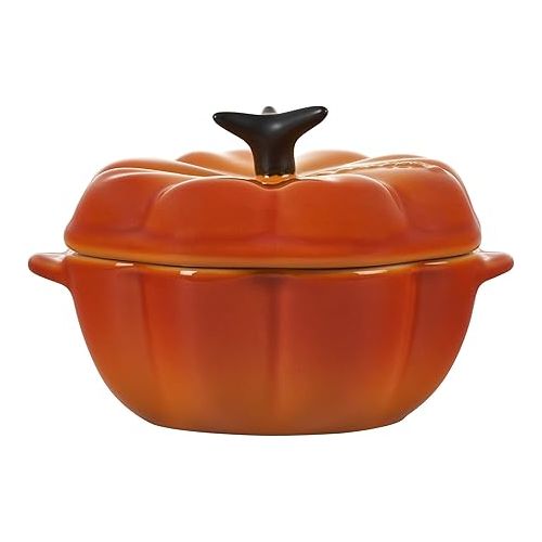 르크루제 Le Creuset Stoneware Figural Pumpkin Petite Cocotte, 12oz, Persimmon