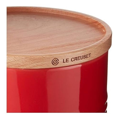 르크루제 Le Creuset Stoneware Canister with Wood Lid, 2.5 qt. (5.5