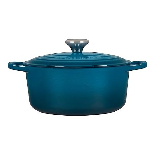 르크루제 Le Creuset Enameled Cast Iron Signature Round Dutch Oven, 4.5 qt., Deep Teal