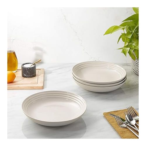 르크루제 Le Creuset Stoneware Pasta Bowls, White, 9.75