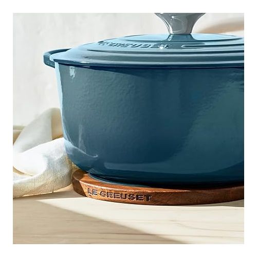 르크루제 Le Creuset Magnetic Wooden Trivet, Acacia Wood with Black Silicone Rings