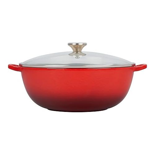 르크루제 Le Creuset Enameled Cast Iron Chef's Oven with Glass Lid, 7.5 qt., Cerise