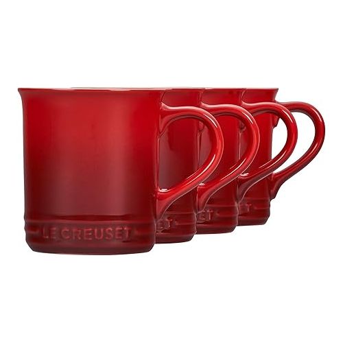 르크루제 Le Creuset Stoneware Set of 4 Mugs, 14 oz. each, Cerise