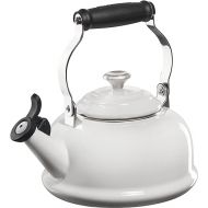 Le Creuset Enamel On Steel Whistling Tea Kettle with Metal Finishes, 1.7 qt., White