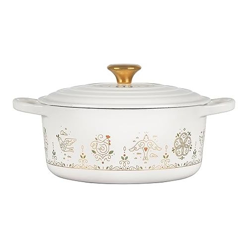 르크루제 Le Creuset Noel Collection Enameled Cast Iron 12 Days of Christmas Round Dutch Oven, 3.5 qt., White