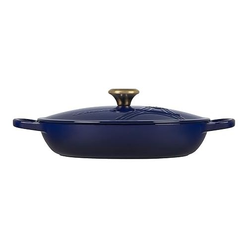 르크루제 Le Creuset Eiffel Tower Collection Enameled Cast Iron Signature Braiser with Lid, 3.5 qt., Indigo