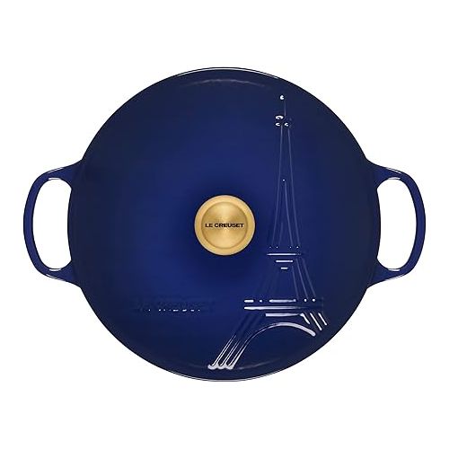 르크루제 Le Creuset Eiffel Tower Collection Enameled Cast Iron Signature Braiser with Lid, 3.5 qt., Indigo