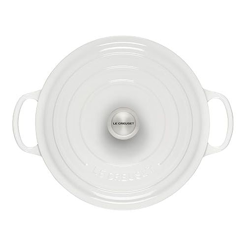 르크루제 Le Creuset Enameled Cast Iron Signature Round Wide Dutch Oven, 6.75 qt., White