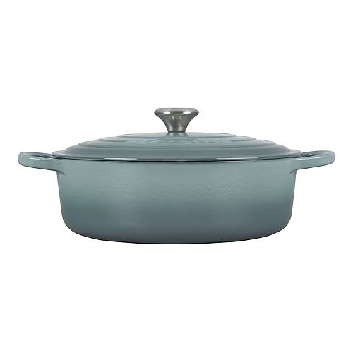 르크루제 Le Creuset Enameled Cast Iron Signature Round Wide Dutch Oven, 6.75 qt., Sea Salt