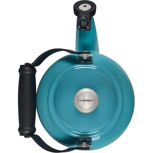 르크루제 Le Creuset Enamel On Steel Demi Tea Kettle with Metal Finishes, 1.25 qt, Caribbean