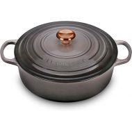 Le Creuset Signature 6.75-quart Round Wide Oven with Copper Knob - Enameled Cast Iron (Oyster)