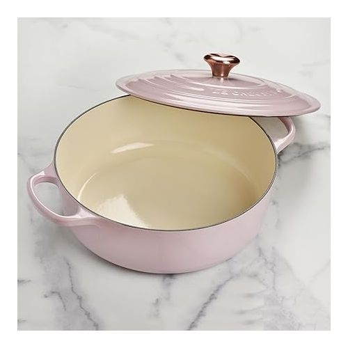 르크루제 Le Creuset Signature 6.75-quart Round Wide Oven with Copper Knob - Enameled Cast Iron (Shallot)