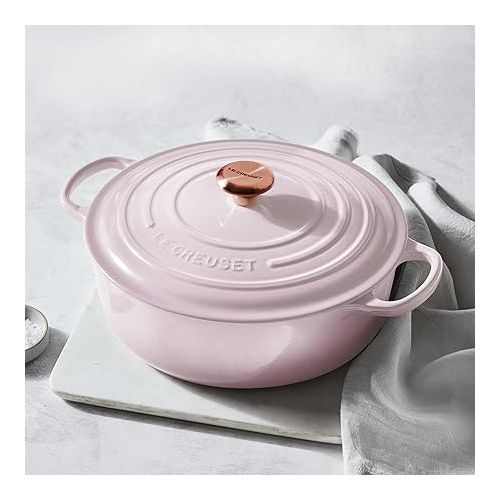 르크루제 Le Creuset Signature 6.75-quart Round Wide Oven with Copper Knob - Enameled Cast Iron (Shallot)