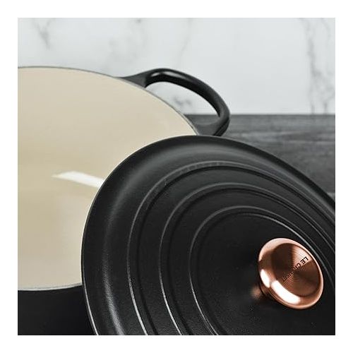 르크루제 Le Creuset Signature 6.75-quart Round Wide Dutch Oven with Copper Knob (Licorice)