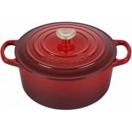 Le Creuset 9 Qt. Signature Round French Oven w/Additional Engraved Personalized Stainless Steel Knob - Cherry