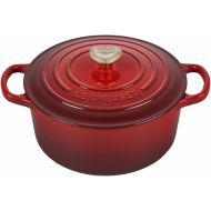 Le Creuset 13 1/4 Qt. Signature Round French Oven w/Additional Engraved Personalized Stainless Steel Knob - Cherry