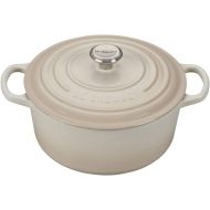 Le Creuset 7 1/4 Qt. Signature Round Dutch Oven w/Additional Engraved Personalized Stainless Steel Knob - Meringue