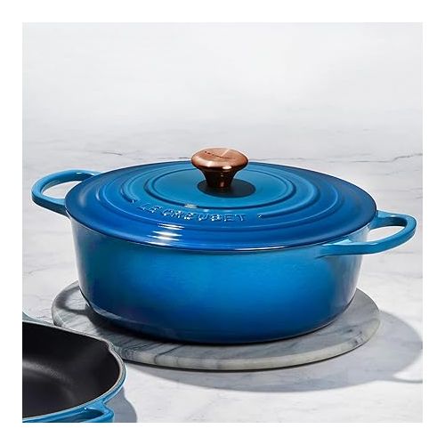 르크루제 Le Creuset Signature 6.75-quart Round Wide Oven with Copper Knob - Enameled Cast Iron (Marseille)