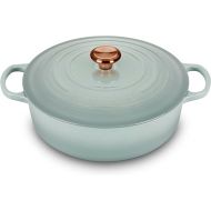 Le Creuset Signature 6.75-quart Round Wide Oven with Copper Knob - Enameled Cast Iron (Sea Salt)