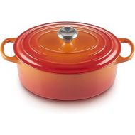 Le Creuset 9 1/2 Qt. Signature Oval French Oven w/Additional Engraved Personalized Stainless Steel Knob - Flame