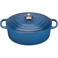 Le Creuset 9 1/2 Qt. Signature Oval French Oven w/Additional Engraved Personalized Stainless Steel Knob - Marseille